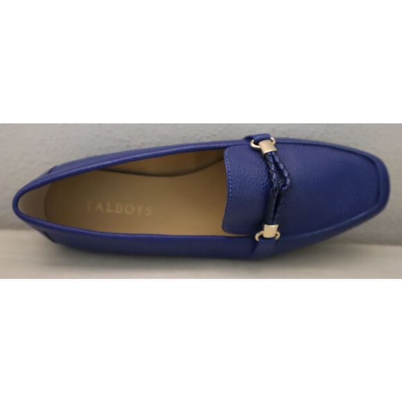 Talbots Women Sz 7.5M Blue Twilight Becca Braid Soft Pebbled Leather Flats - Picture 6 of 14
